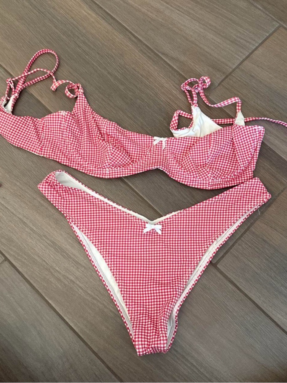 Frankie's Bikinis | Red Gingham Check Two-Piece Bikini Set | Medium